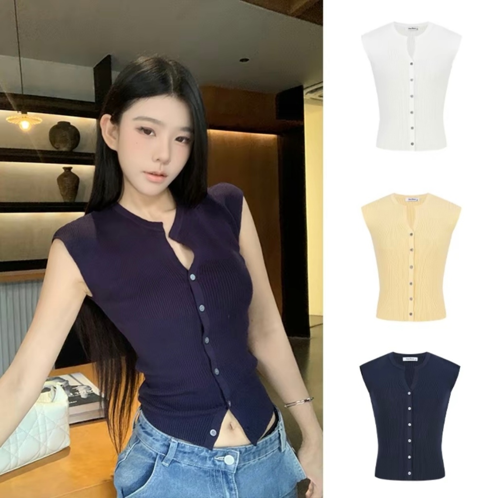 โดปามีน เสื้อแขนสั้นถักกันหนาว 2025 ฤดูร้อนแฟชั่นผู้หญิงบางด้านบนเซ็กซี่ชุดสาวร้อน #T014