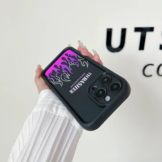 เหมาะ เคส Realme C53/C51/C51S Note 50 Note 60 7i/C17 C65 C75 5i/5S/6i/C3 กรณีโทรศัพท์แฟชั่นเคส Simple Flame