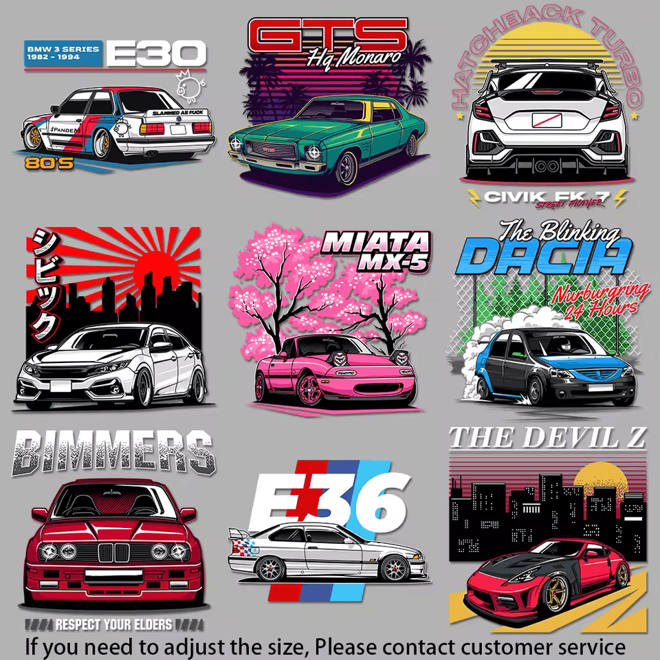 Nostalgic Car Design Street Racing F.342 รวมลายรถแข่ง รถซิ่งวินเทจ ตัวรีดติดเสื้อ สไตล์เรโทร ดุดัน สายซิ่งต้องมี