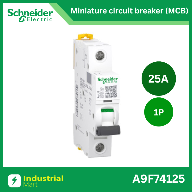 Schneider A9F74125 MCBActi9 iC60N C-Curve,400VAC,1P 25A 10kA