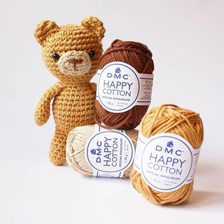 DMC Happy Cotton 🐷🙉🐱ไหม Cotton 100% สำหรับถักตุ๊กตา Amigurumi แท้จากฝรั่งเศส