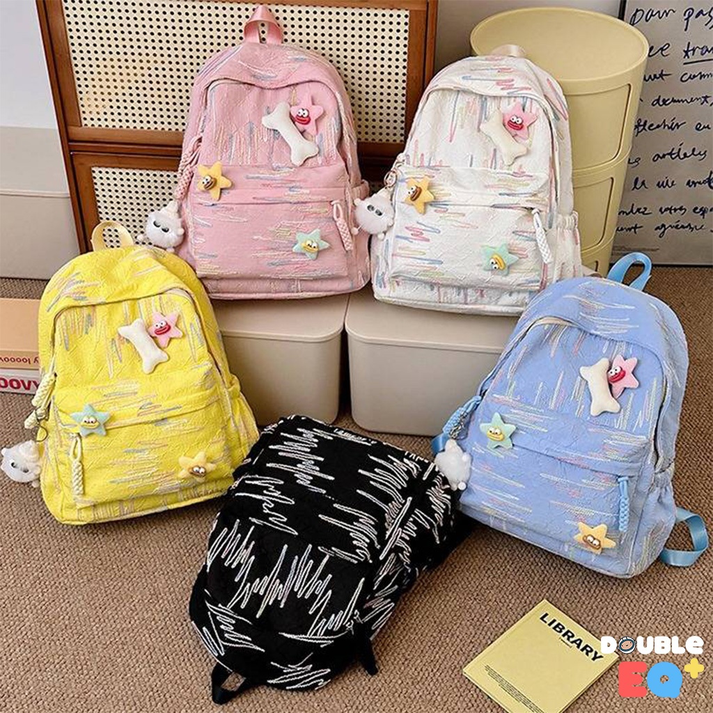 กระเป๋าเป้สะพายหลัง ผู้หญิง แฟชั่นเกาหลี น้ำหนักเบา ใส่หนังสือ A4 ได้ วัสดุดี สีน่ารัก Backpack
