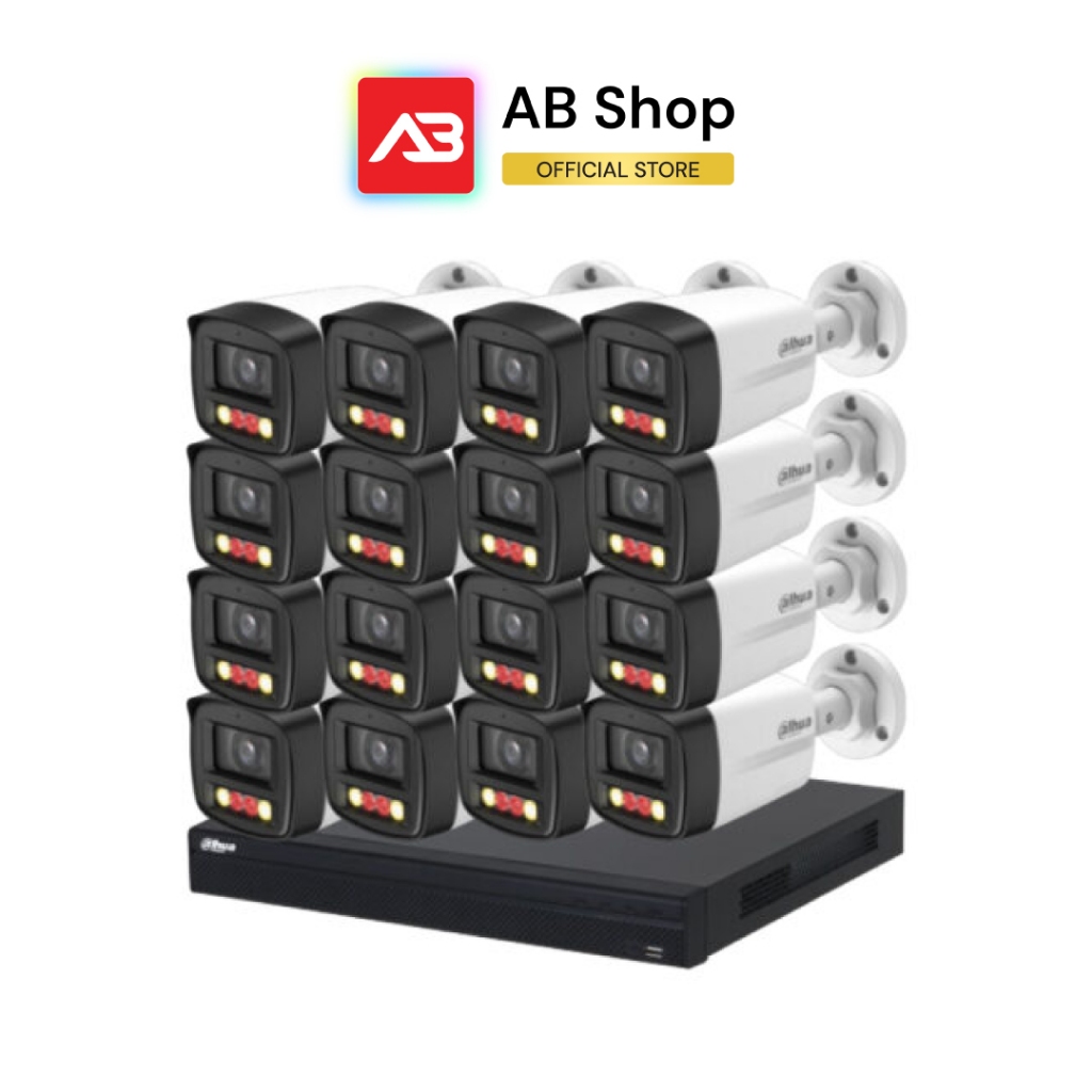 DAHUA ชุดกล้องวงจรปิด IP 16 ตัว 2 ล้านพิกเซล รุ่น DH-IPC-HFW1230TLP-PV + DHI-NVR4216-16P-4KS3 (พูดโต