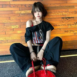 เสื้อยืดวินเทจ เสื้อปาดไหล่ เสือใส่สบาย ทรงหลวม เสื้อยืดผู้หญิง คอกว้าง แขนสั้น สีเทา สาวอวบใส่ได้ โอเวอร์ไซส์ขนาดใหญ่