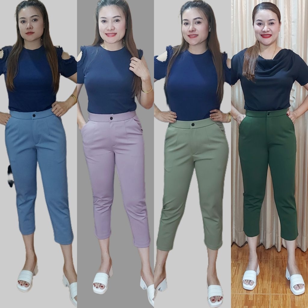 กางเกงขา5ส่วน ผ้ายืดโรเชบขายาว29"