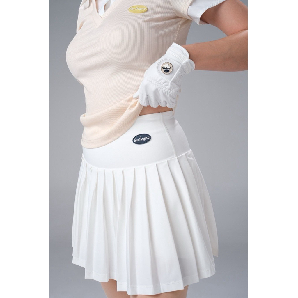 wide pleated skirt (white,yellow,soft blue)