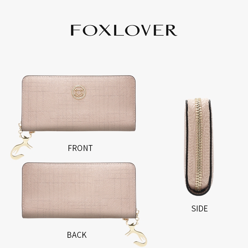 FOXLOVER กระเป๋าสตางค์ผู้หญิง แบบยาว หนังแท้คุณภาพสูง เรียบง่ายและมีสไตล์ ทนทาน พร้อมกล่องของขวัญ - รูปที่ 6