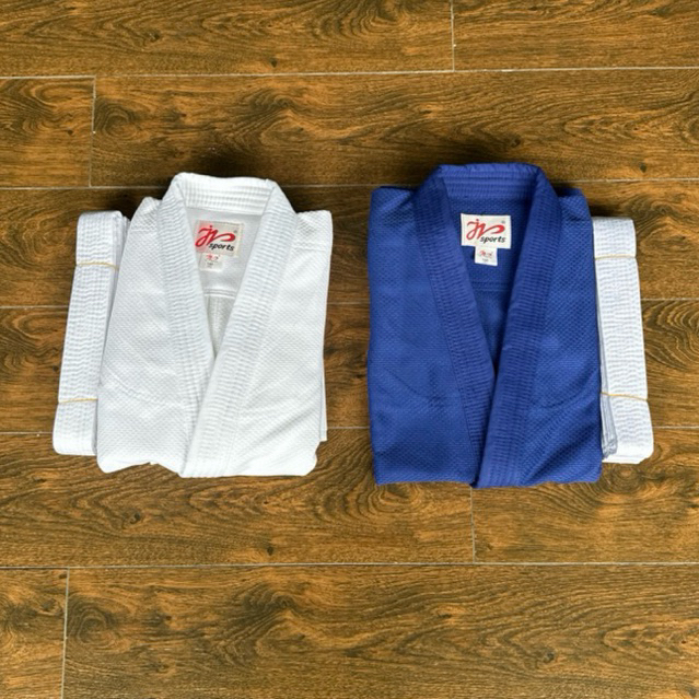 (ส่งด่วน)ชุดยูนิฟอร์มยูโด ครบเซ็ต Judo/Jujitsu ยูยิตสู สีขาว-น้ำเงินผ้าฝ้าย หนา 