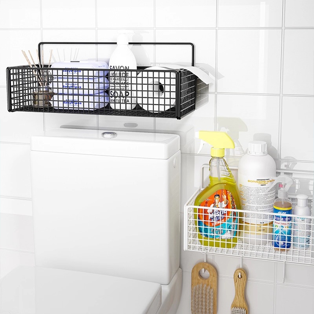 ชั้นวางของติดผนัง ชั้นวางของในห้องน้ำ ชั้นวางของผนังห้องครัว มี 2 ขนาดให้เลือก ทนทานแข็งแรง แบบไม่ต้องเจาะ ด้วยตะขอผนัง - รูปที่ 6