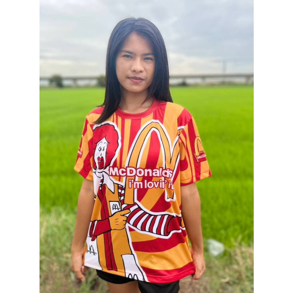 เสื้อกีฬาพิมพ์ลาย แมคโดนัลด์ 063 งานจริงสีสด งานคมกริบ สวย โดดเด่น ใส่ได้ทั้งหญิง-ชาย