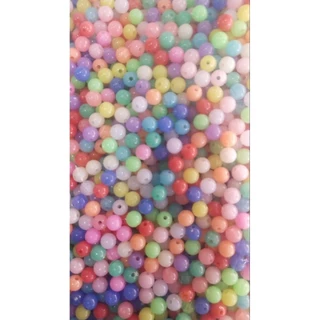 ลูกปัดกลมขุ่นน้อย ลูกปัดพาสเทล สีหวาน ลูกปัดกลม 8 มิล