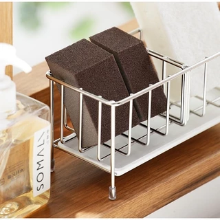 【One_boutique】ที่วางฟองน้ำซิงค์ล้างจาน เก็บฟองน้ำ วัสดุสแตนเลส มีฐานรองน้ำ 304 stainless steel kitchen rack