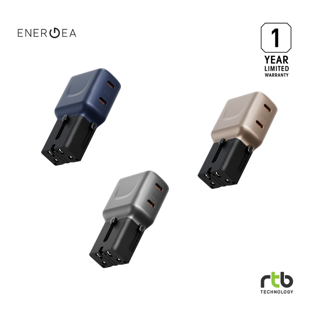 Energea TravelGo Adapter 45 (2C/PD45W) หัวแปลง ปลั๊กไฟ ต่างประเทศ สำหรับเดินทาง GaN Travel Adapter