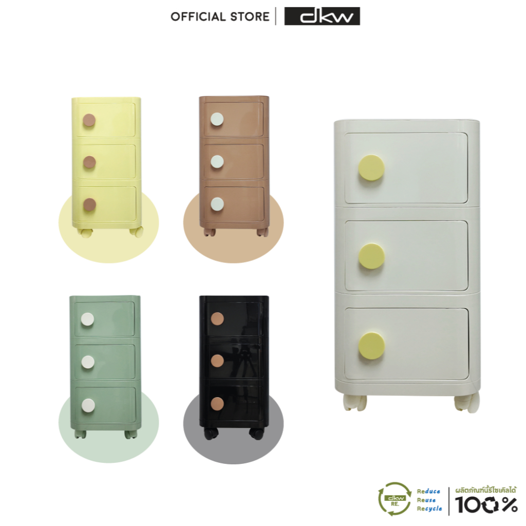 Minimal Around รุ่นNeko ชั้นวาง(มีล้อ)ทรงเหลี่ยม 3ชั้น จัดเก็บของใช้ ตู้ข้างเตียง ลิ้นชักเก็บของโมเดิร์น