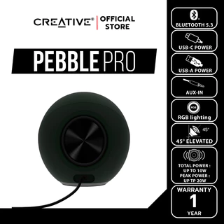 CREATIVE SPEAKER PEBBLE PRO ลำโพง 2.0 บูลทูธ 5.3 สีดำ เชื่อมต่อผ่าน USB-C พร้อมไฟ RGB