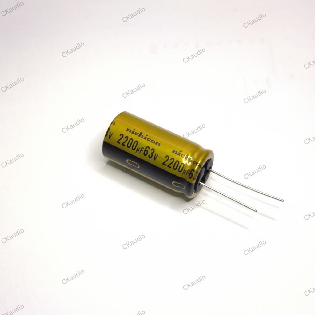 Nichicon FW 2200UF 63V คาปาซิเตอร์ เกรดออดิโอ ขนาด 18*35mm สีทองดำ ราคาต่อ1ตัว
