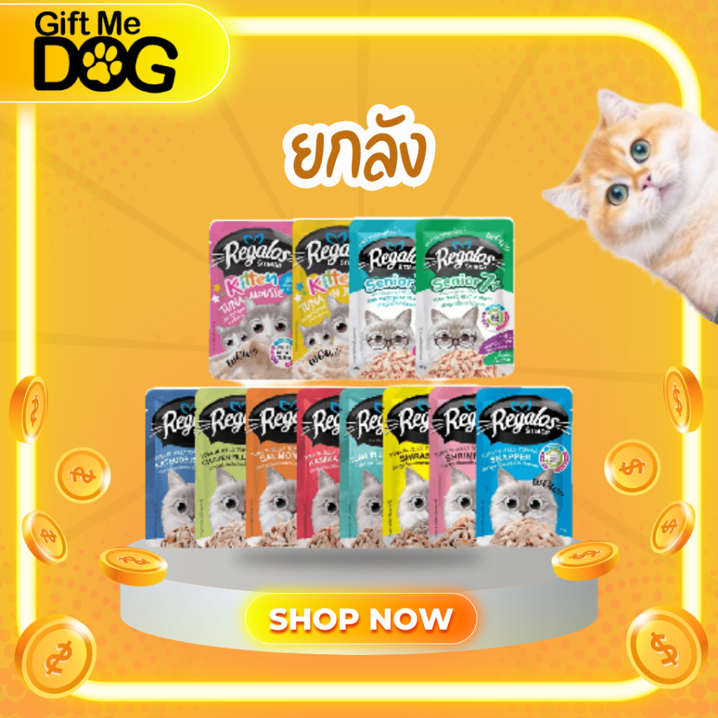 ยกลัง48ซอง Regalos รีกาลอสอาหารแมวแบบเปียกเนื้อดี กลิ่นหอม น้องแมวชอบมากกกกก