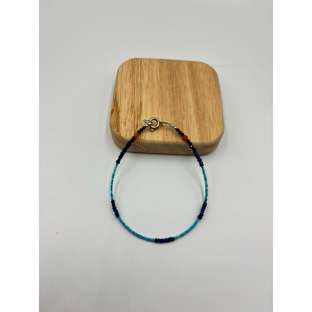 beautiful 1 pc natural tiny turquoise beads with lapis lazuli bracelet 🩵💙
