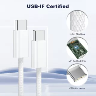 GenesVilla สายชาร์จเร็ว USB-C to C Cable (1M/1.5M/2M) ชาร์จเร็ว PD 60W