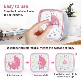 Yunbaoit Visual Timer พร้อม Night Light โรงเรียน Minuteur 60 นาทีจับเวลาถอยหลังสําหรับเด็กและผู้ใหญ่ Pomodoro