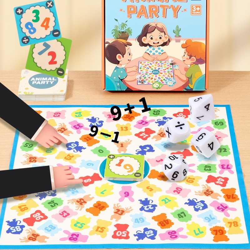 บอร์ดเกมฝึกสมอง Math Animal Games คณิตศาสตร์ ฝึกคิดเลขเร็ว จับคู่ภาพ ทอยลูกเต๋า ของเล่นเสริมทักษะ เล่นกับกลุ่มเพื่อน