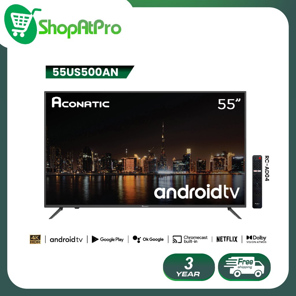 [2022 New Android TV] Aconatic LED Android TV 4K UHD แอลอีดี แอนดรอย ทีวี ขนาด 55 นิ้ว รุ่น 55US500A