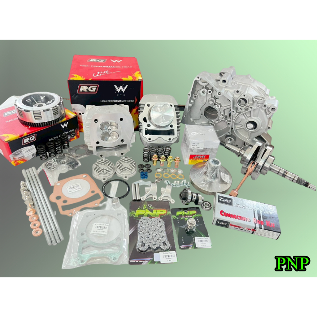 ชุดเสื้อตีปลอกลูก63-67+ฝาสูบ วาล์ว24/21 25/22 +แคร้ง +ชุดครัชงานRG ชัก5 ชัก7 มอเตอร์ไซค์