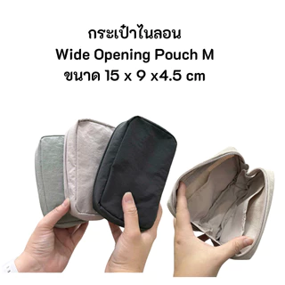 MUJI มูจิ 🇯🇵 Wide Opening Pouch กระเป๋า ผ้าไนลอน อเนกประสงค์ Nylon มีสีชมพู เขียว เทาเข้ม มี 3 ขนาด S M L