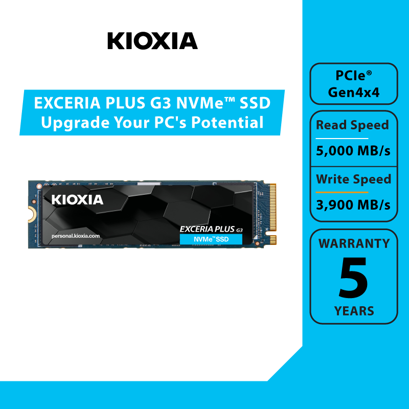 KIOXIA-EXCERIA PLUS G3 NVMe™ Internal SSD M.2 2280 PCIe Gen 4x4 รับประกัน 5 ปี