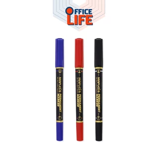 MAPLES (เมเปิ้ล) ปากกามาร์คเกอร์ มาร์คเกอร์กันน้ำ รุ่น MP-C12 เขียนถุง เขียน CD หมึกน้ำเงิน ดำ แดง 2 หัว ( 1 ด้าม )