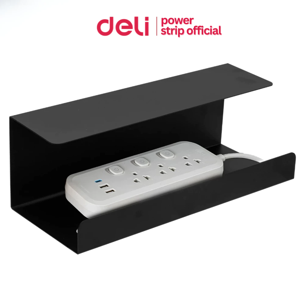 Deli รางเก็บปลั๊กไฟ จัดระเบียบ ที่เก็บปลั๊ก พร้อมกาว เก็บของอเนกประสงค์ Power Strip Storage Rack
