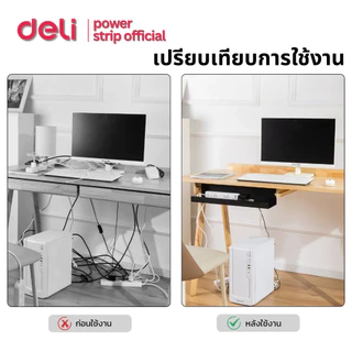 Deli รางเก็บปลั๊กไฟ จัดระเบียบ ที่เก็บปลั๊ก พร้อมกาว เก็บของอเนกประสงค์ Power Strip Storage Rack