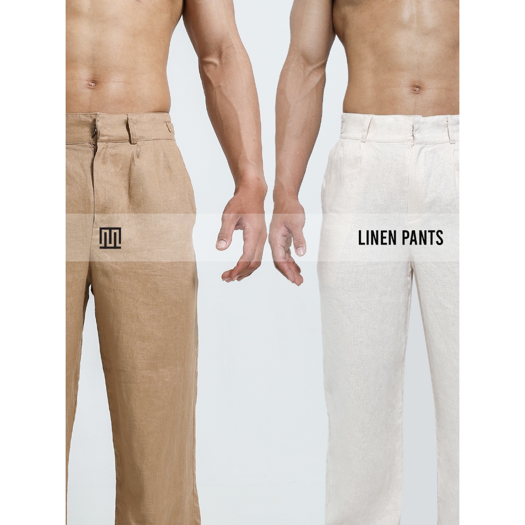 MANU-Linen Pants กางเกงลินินขายาว ผู้ชาย ผ้าพริ้ว ใส่สบาย