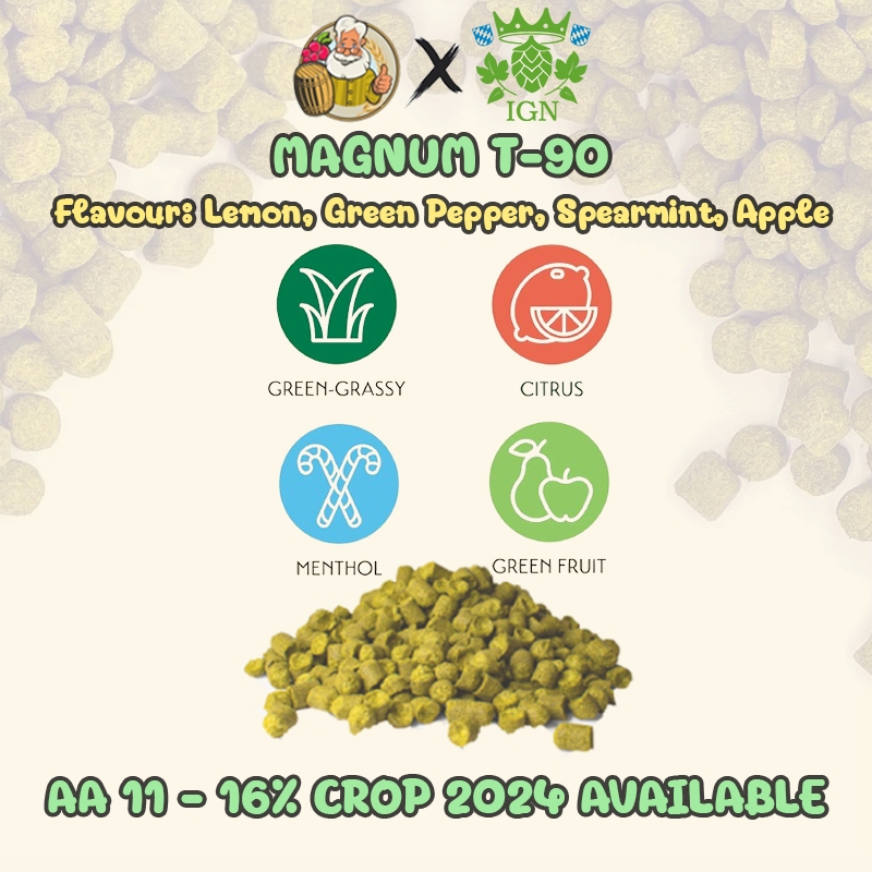 แม็คนัมฮอปส์ Magnum (GR) PELLET HOPS (T90) Crop Year 2024 ทำเบียร์ hops beer ฮอปทำเบียร์ hops Magnum