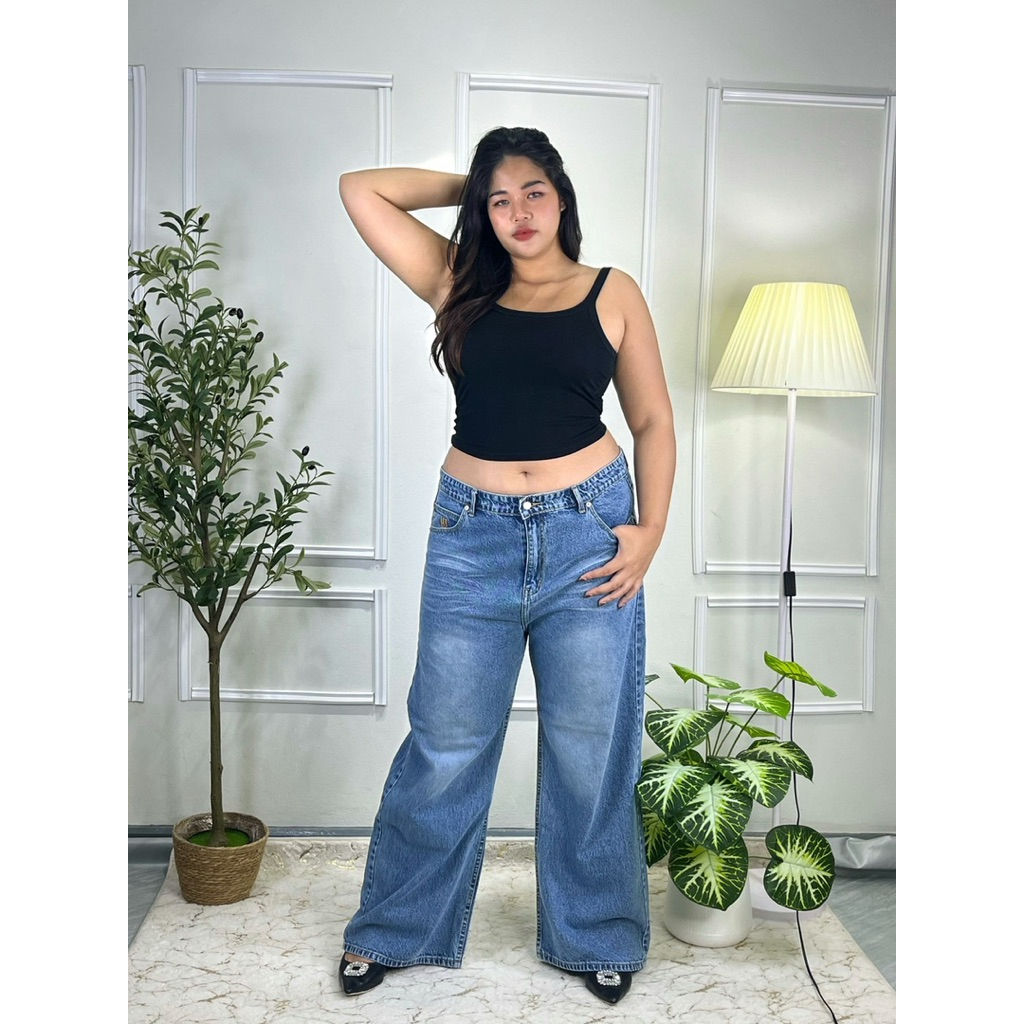 กางเกงยีนส์ทรงกระบอกกลางสาวอวบ Unisex ใส่ได้ทั้งหญิงและชาย(เอว34-46นิ้ว) - รูปที่ 2