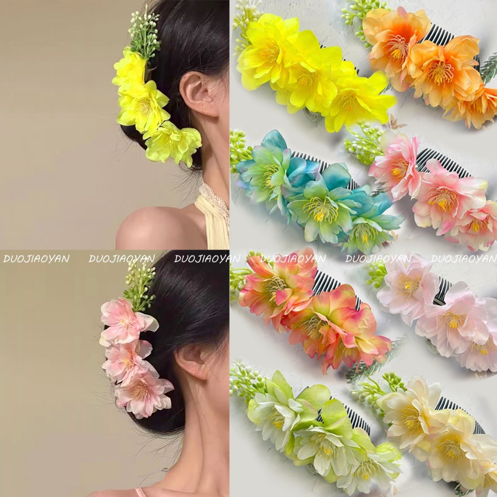 พร้อมส่งในไทย หวีสับดอกไม้ หวีดอกไม้ ดอกไม้ติดผม หวีเสียบ แฟชั่นดอกไม้ประดับผม - รูปที่ 3