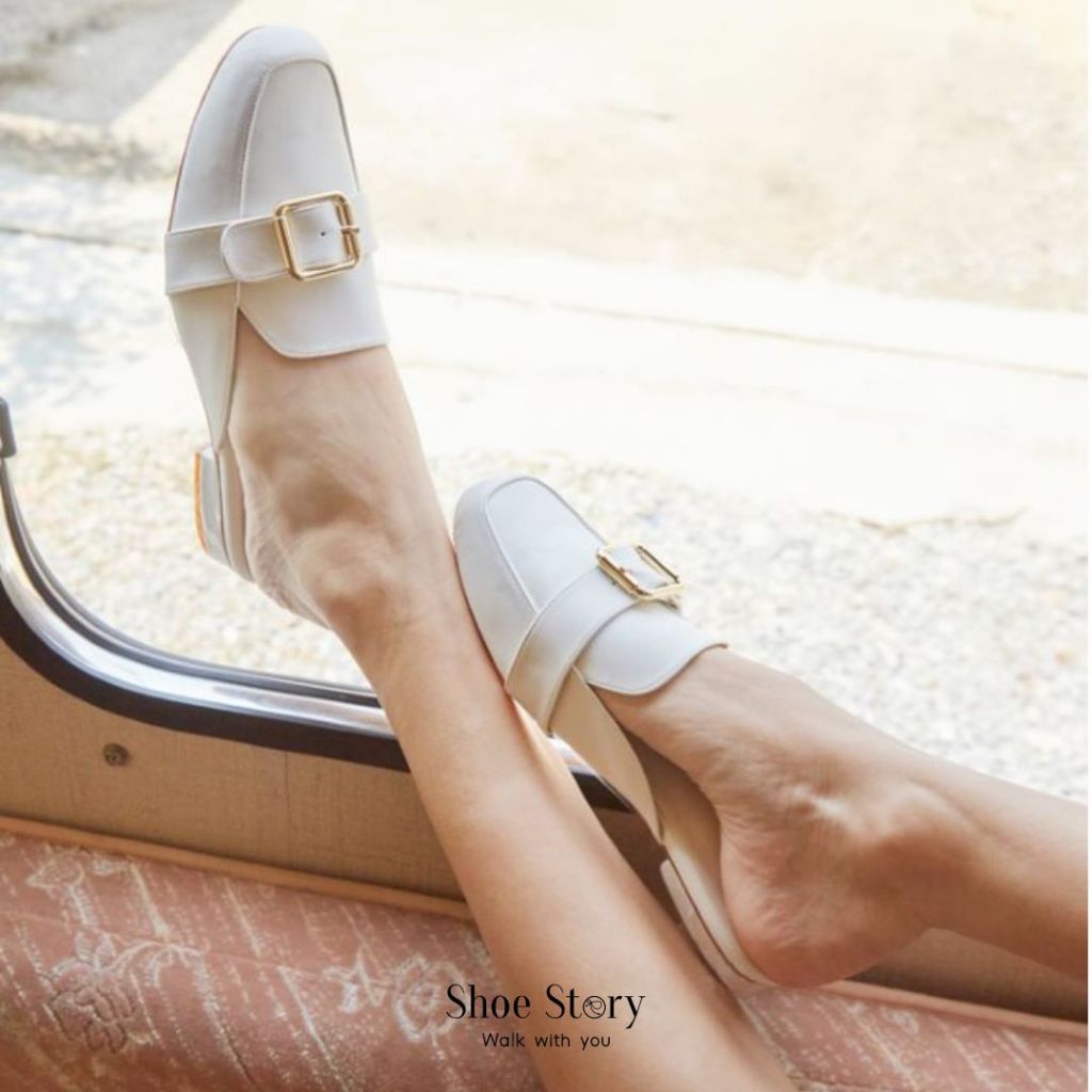 Shoe Story : รุ่น Rika Groove รองเท้าแตะ เปิดส้น ส้นแบน ใส่ง่าย ใส่สบาย แมทช์ชุดง่าย
