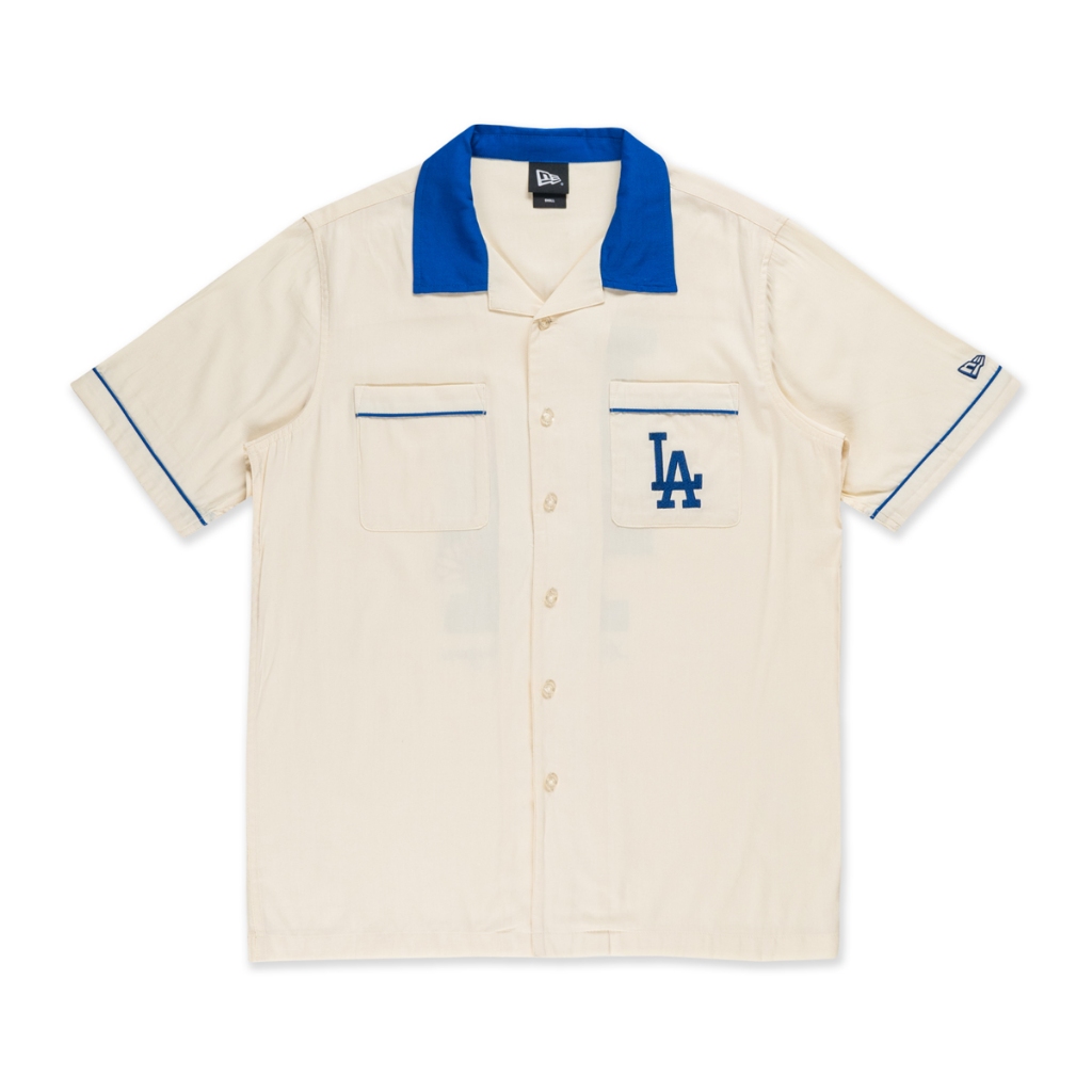New Era เสื้อเชิ้ตรุ่น Los Angeles Dodgers Harvest Merch Chrome White Woven Short Sleeve Shirt