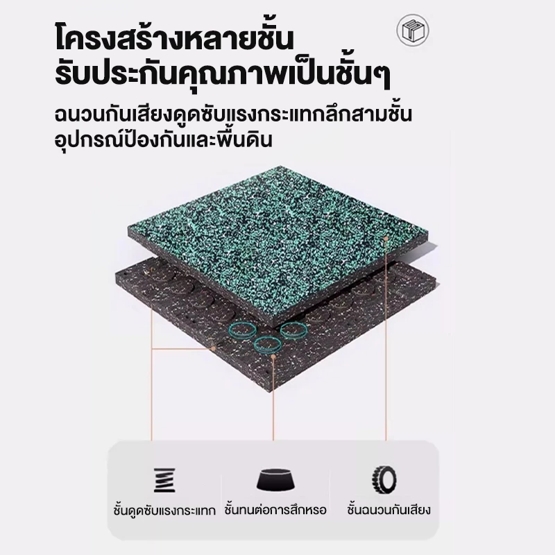 แผ่นปูพื้นฟิตเนส EPDM 50×50×2cm กันกระแทก กันลื่น ต่อเชื่อมได้ thumbnail 5