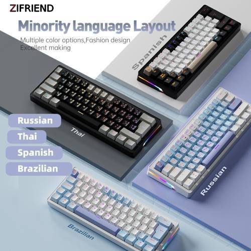 ZIFRIEND AG61 แป้นพิมพ์เครื่องกล 61 คีย์บอร์ดเกมมิ่งแบบมีสายภาษาไทย