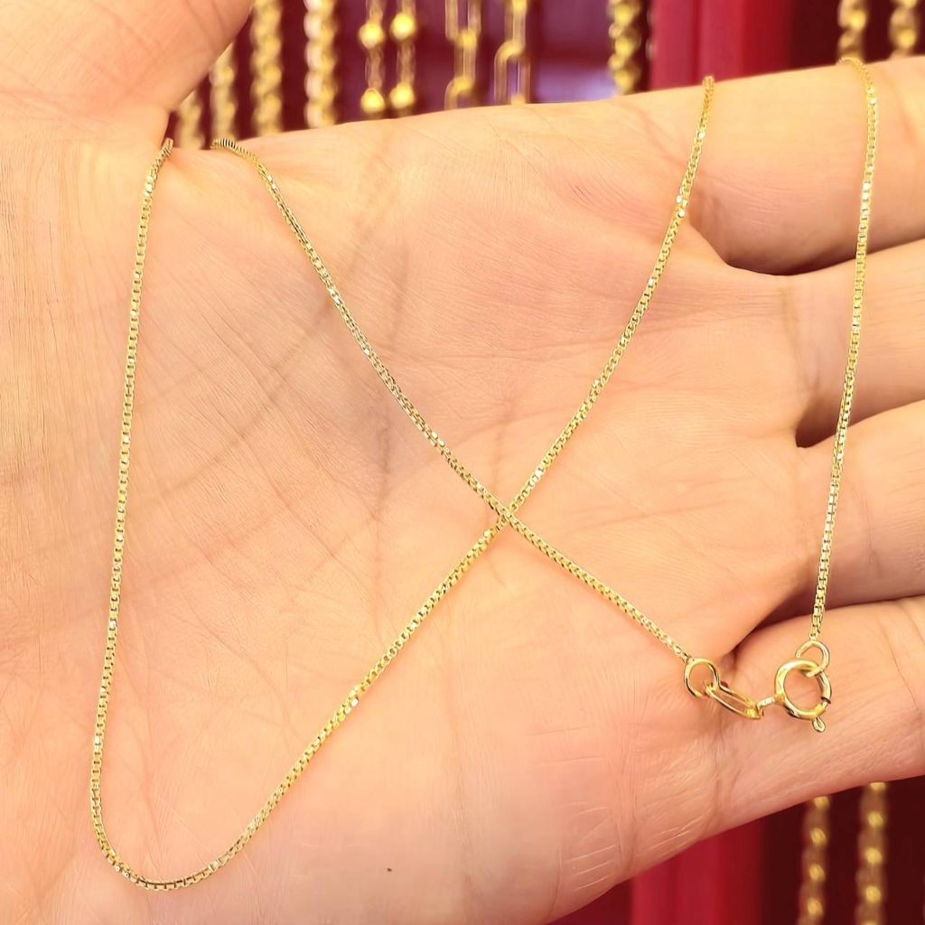 สร้อยคอทอง 9k น.น. 1.11 กรัม ความยาว 47 ซม. ลายเรียบหรู น้ำหนักเบา ราคาน่ารัก เหมาะใส่คู่จี้เล็ก ๆ ห