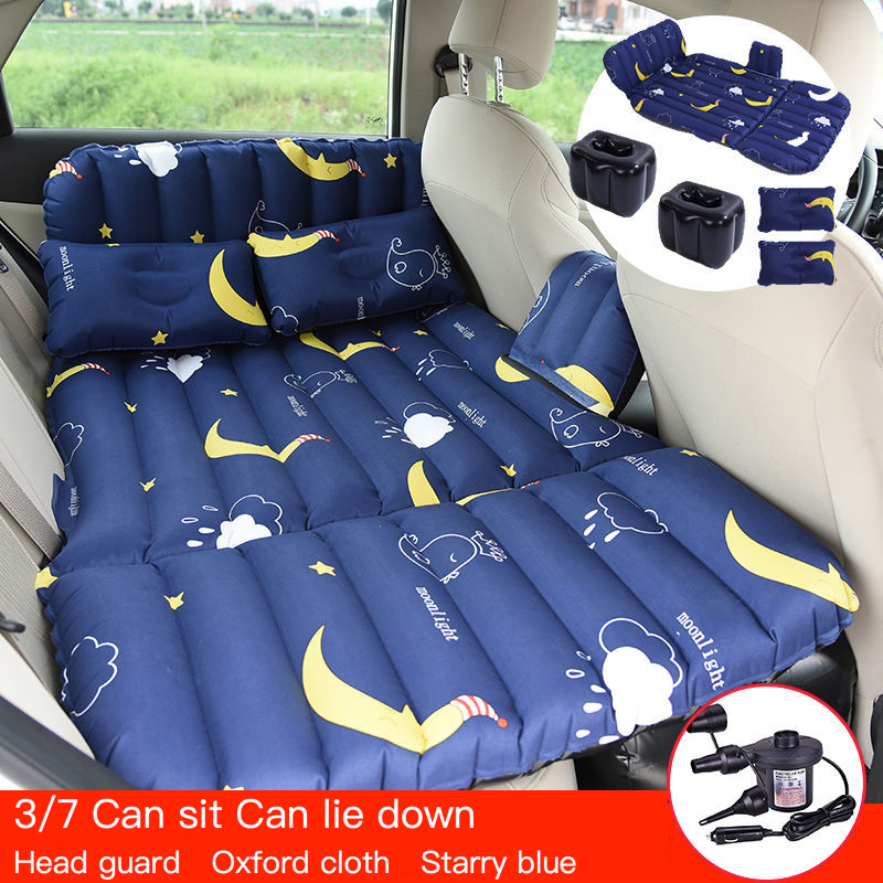 【อุปกรณ์ครบชุด】ที่นอนเป่าลมในรถยนต์สำหรับสองที่นั่ง ที่นอนเบาะรถยนต์ พร้อมเครื่องสูบลมไฟฟ้า หมอนเป่าลม 2 ใบ แผ่นป้อ