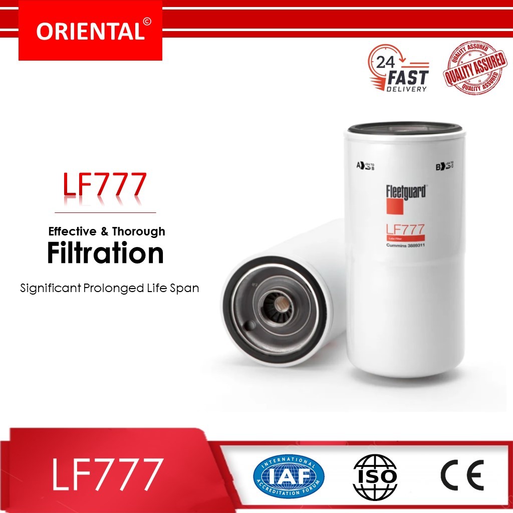 Fleetguard LF777 ไส้กรองน้ำมันเครื่อง | LF777 กรองน้ำมันเครื่อง | 3889311 | P550777 | RE21478 | ไส้ก
