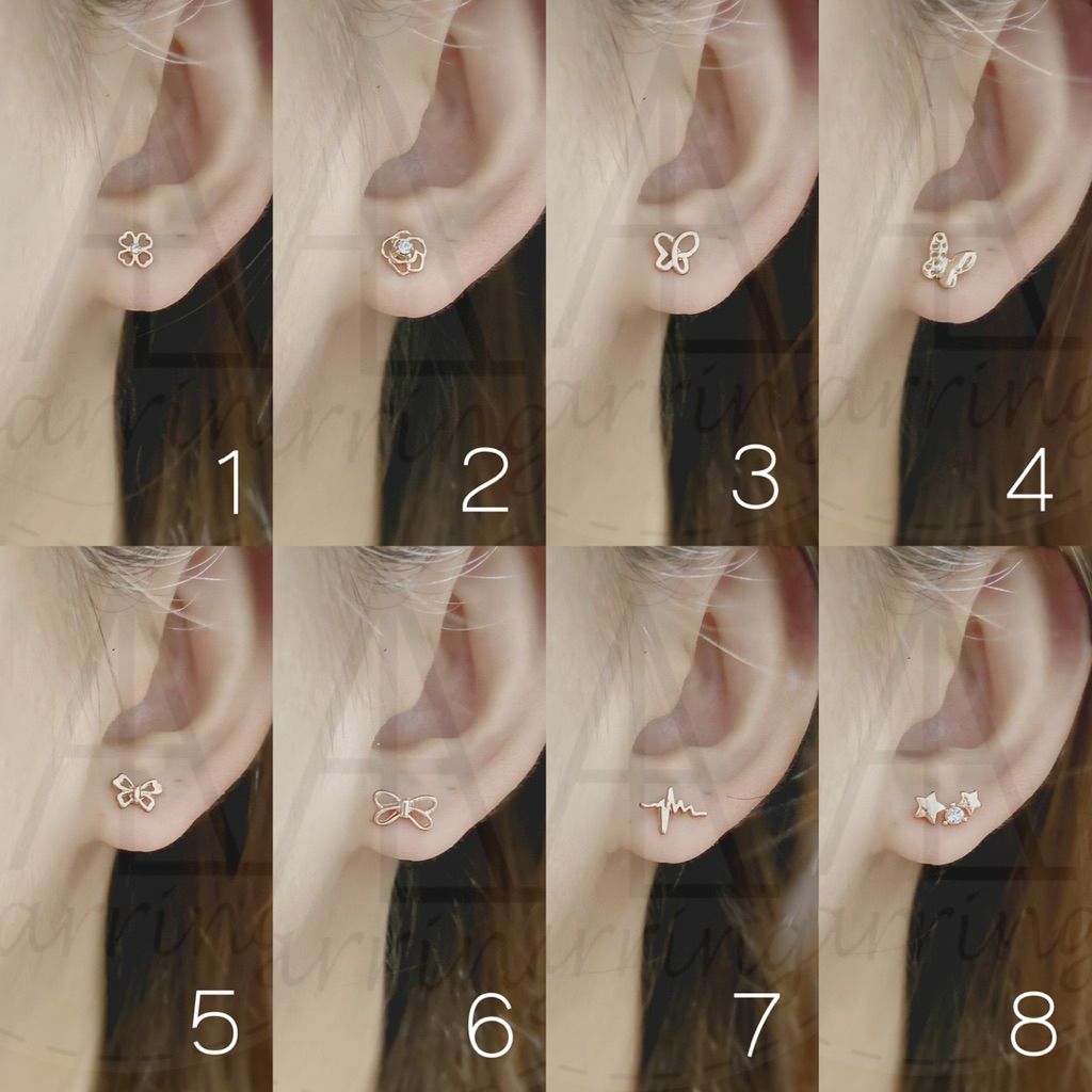 [มินิมอลสีพิงค์โกลด์92] ต่างหูมินิมอลแบบติดหู ราคาต่อ1คู่ พร้อมแป้น(ทับหลัง)แบบโลหะทุกคู่