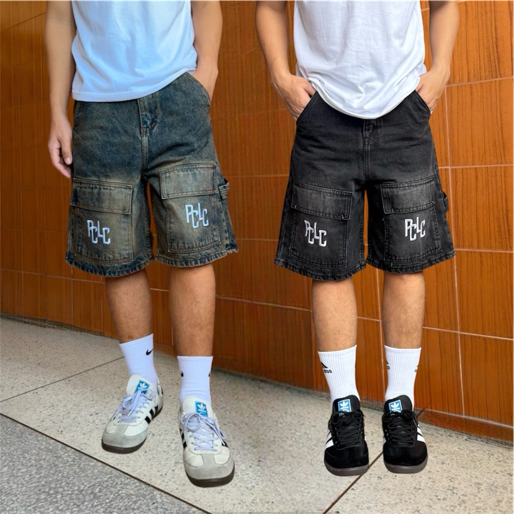 กางเกงยีนส์คาร์โก้ขาสั้น 6 กระเป๋า ป้ายPCLC  มี4 สี