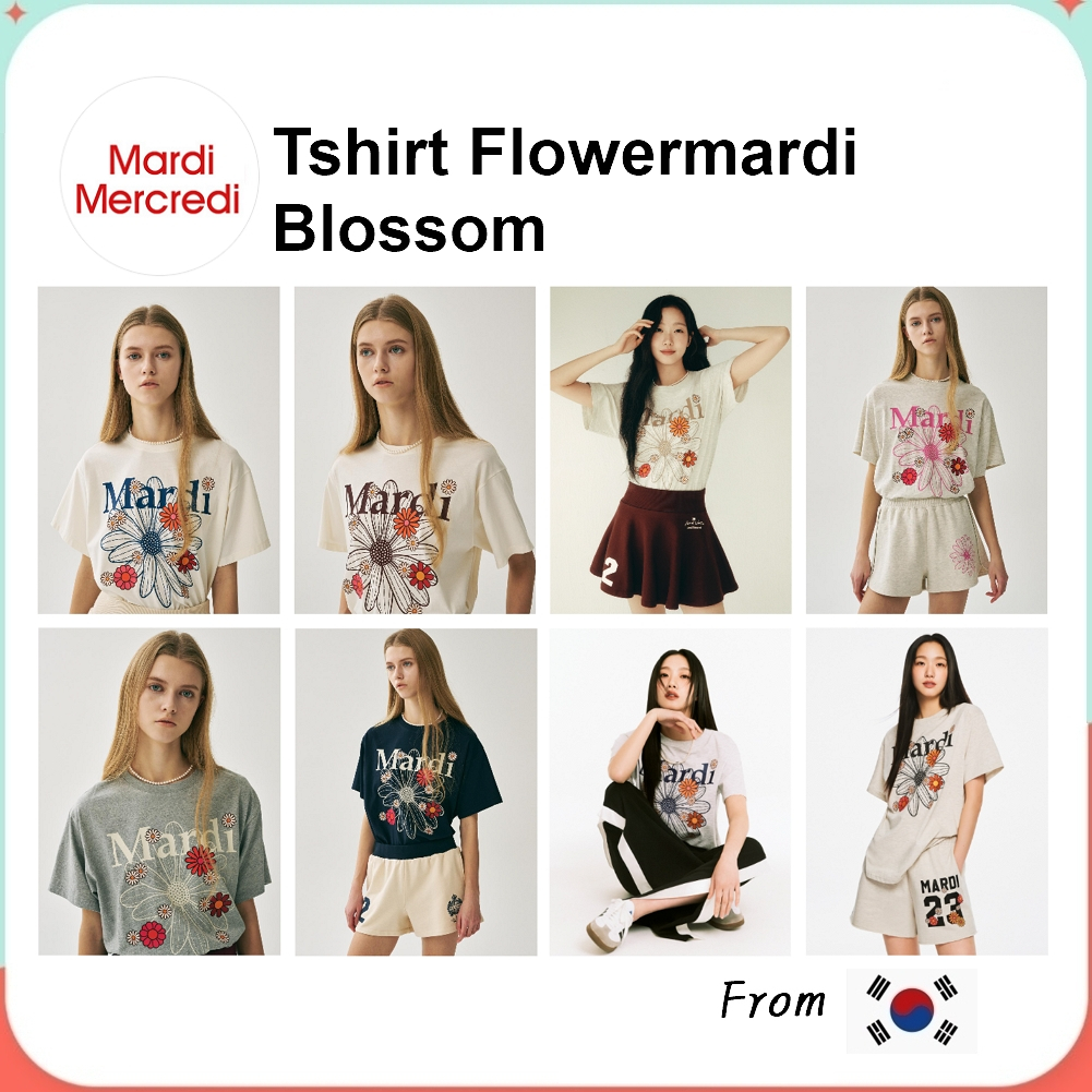 Mardi Mercredi Tshirt Flowermardi Blossom (Grey Ivory, Oatmeal Pink, Navy Ivory, Cream Burgundy, Cream Vintage)