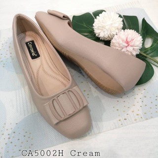 คัทชูหัวมนหนังนิ่ม หน้ากว้าง ไม่มีส้น CA5002H