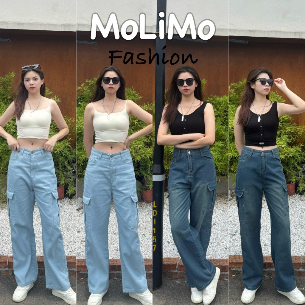 กางเกงยีนส์ขายาว ทรงคาร์โก้ ขากระบอก สไตล์วินเทจ (S-XXL) พร้อมจัดส่ง #MO8007