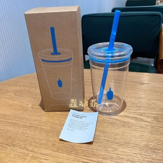 Blue Bottle Coffee Clear Cold Tumbler 450ml แก้วกาแฟพร้อมหลอด ฟรีสําหรับรถสํานักงาน