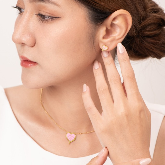 Vachana - เซทสร้อยใบโพธิ์ และ ต่างหูใบโพธิ์ สีทอง ทองหุ้ม 18K เงินแท้ S925
